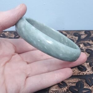 Icy Green Jade Bangle Bracelet 2.25" inner Diameter